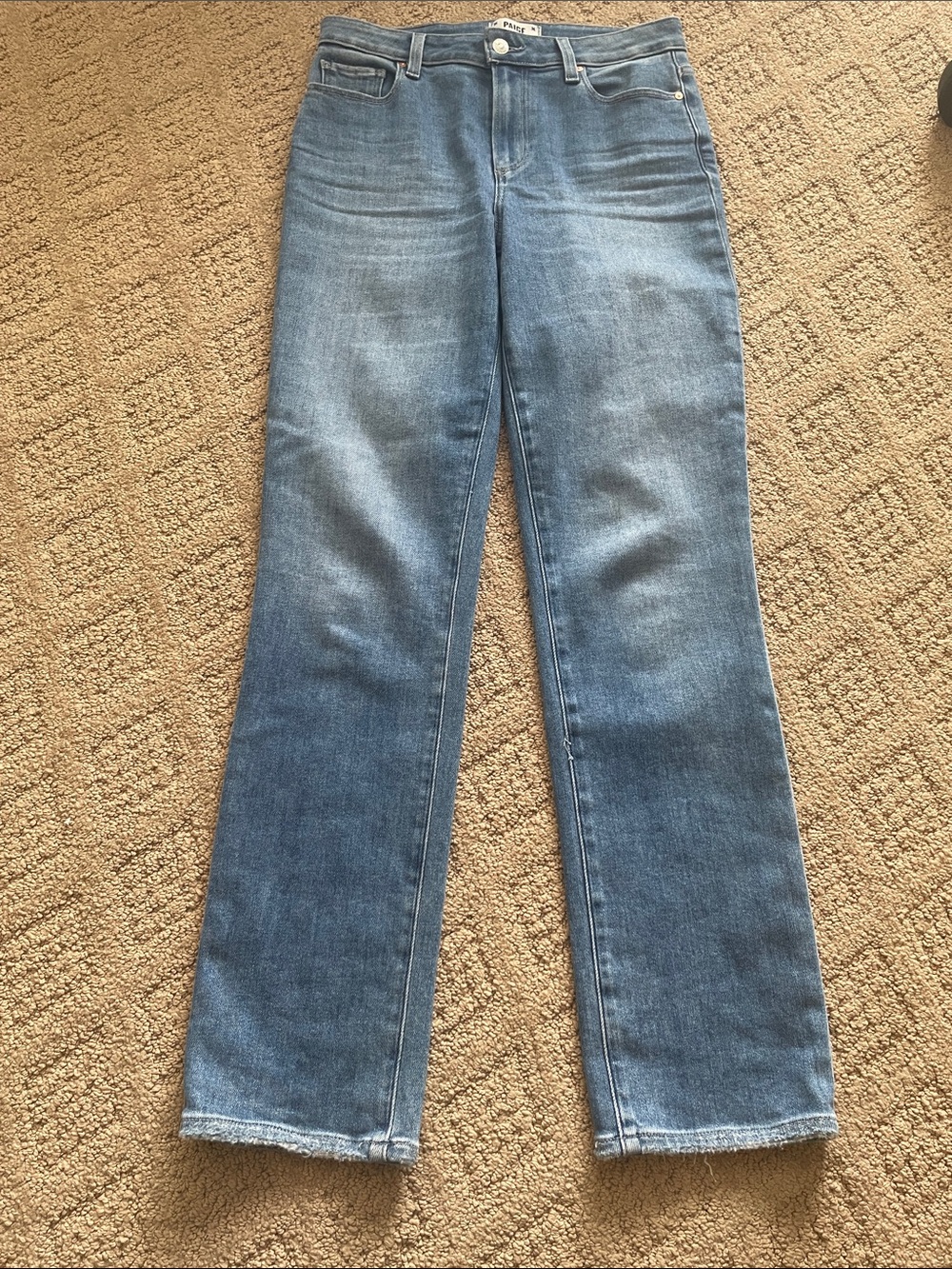 PAIGE Mid-Blue Straight-Leg Jeans